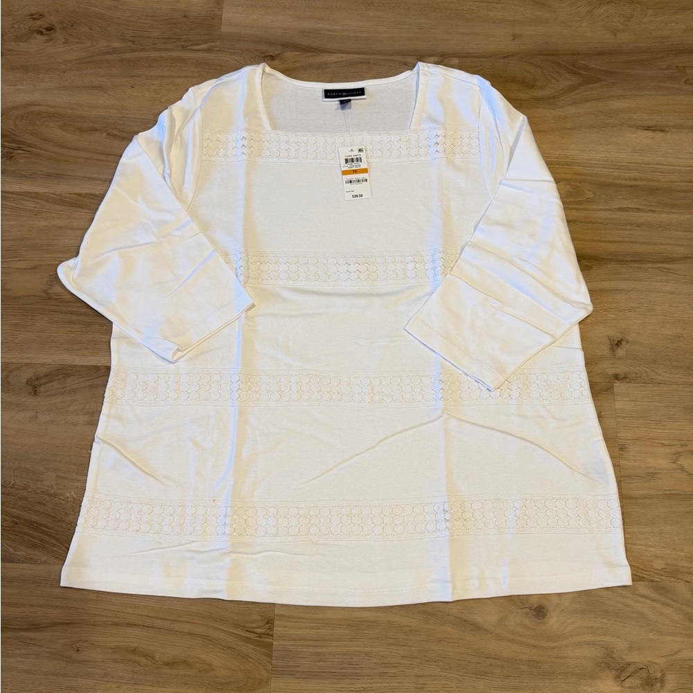 Karen Scott Ivory Knit Top